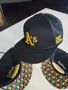 Gorra Oakland Athletics A's negra y amarilla a presión trasera-BLM SGA 2022. ÚLTIMO JUEGO DE 2 SOMBREROS - Imagen 1 de 8