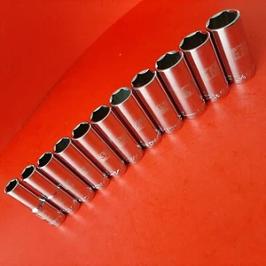 NEW CRAFTSMAN Tools 11 Piece 1/2" Drive DEEP SAE 6 point socket set 1/2 - 1 1/8" - Picture 1 of 9