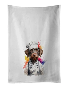 German Wirehaired Pointer Chef Kitchen Dish Towel Set of 2 DAC7323WTKT - Picture 1 of 3