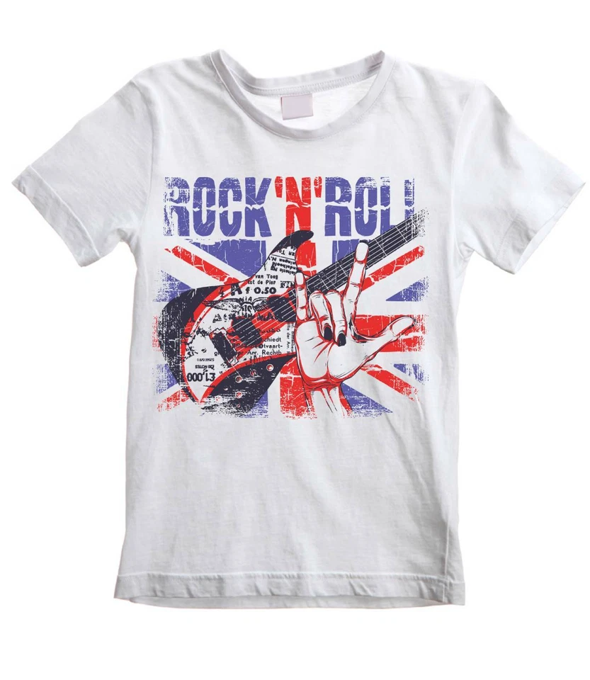 Rock N Roll Union Jack Ni?os Camiseta - Britpop Paul Weller Oasis Noel Gallagher - Imagen 1 de 1