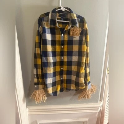 GAP Kids клетку ручной работы пугало костюм рубашка - синий, желтый, черный - Изображение 1 из 4