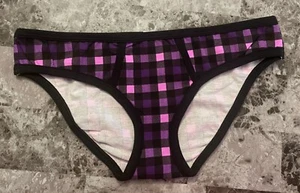 NWT VICTORIA'S SECRET PINK S PURPLE GINGHAM PLAID VINTAGE RARE BIKINI PANTIES - Picture 1 of 3