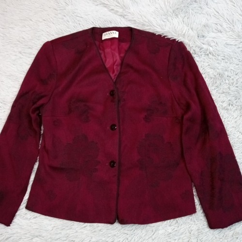 VERSACE Giacca vintage Gianni donna 10 blazer rosso misto lana floreale carriera bottoni