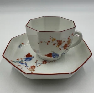 Taza y platillo codornices octogonales arte museo metropolitano Meissen Repro Limoges 1740 - Imagen 1 de 12