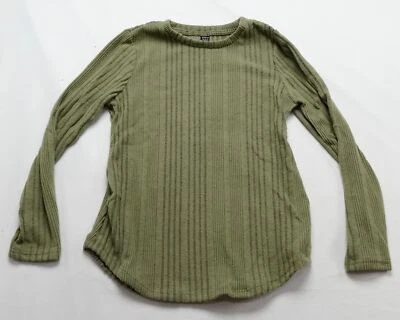 SHEIN Women's Maternity Long Sleeve Ribbed Knit T-Shirt EG7 Green Large - Image 1 of 3