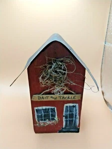 6.75" Handmade Handcrafted Hand Painted Wooden Bait & Tackle Shop Store Building - Picture 1 of 6