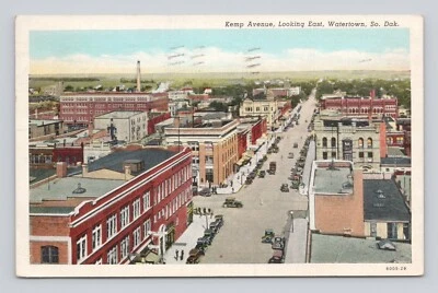 Postcard Kemp Ave. Looking East Watertown SD ~ 1939 - Image 1 of 2