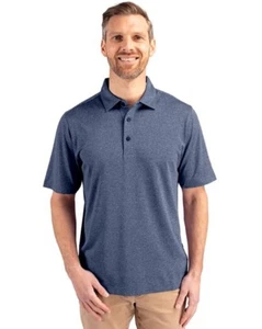 New Cutter & Buck Forge Heathered Stretch Mens Polo Size M Indigo Blue Heather - Picture 1 of 3