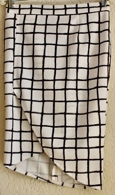 Falda lápiz Robert Rodriguez para mujer hasta la rodilla blanca y negra a cuadros talla 2 Foto 1 de 4