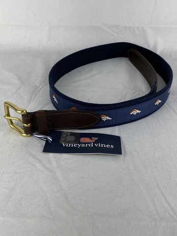 Vineyard Vines NFL Denver Broncos Canvas Team Belt Men’s Size 32 Cover