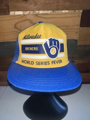 Vintage 1982 Milwaukee Brewers MLB Baseball World Series Fever Yellow MLB Hat - Image 1 of 4