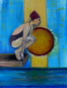 Aten Original Gemälde Kunst Öl auf Leinwand Beata Ulikowska signiert - Bild 1 von 7