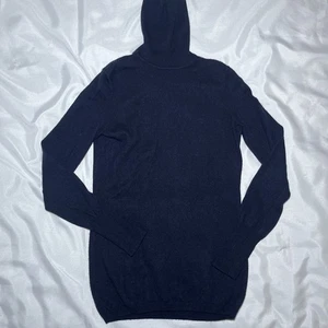 UNIQLO 100% Cashmere Sweater Womens Size M Blue Turtleneck Lightweight Preppy - Picture 1 of 8