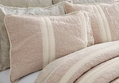 SOUTHERN LIVING CHELSEA SHAM SET OF 2 100% COTTON QUILTED BLUSH STANDARD SIZE - Image 1 of 4