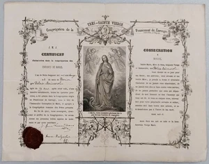 France, 1912, Vintage Certificate - Congregation de la Tres-Sainte Vierge - Picture 1 of 2
