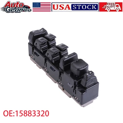 Interruptor de ventana eléctrica conductor delantero lado izquierdo negro para GM Chevy Silverado 15883320 Foto 1 de 4