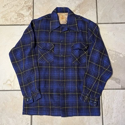 Chaqueta vintage Sears Towncraft a cuadros con botones cuello bucle aguja única Foto 1 de 3