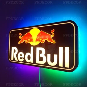 Red Bull RGB LED LightBox USB-Powered Gamer Desk Lamp | Streamer Room Decor - Picture 1 of 10