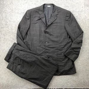 Brioni Suit Mens 44R Jacket 38R Pants Gray Windowpane Super 180s Wool Italy - Picture 1 of 23