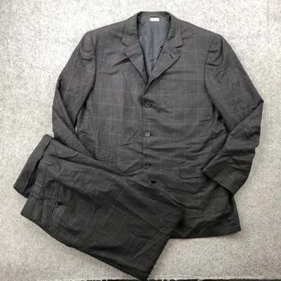 Brioni Suit Mens 44R Jacket 38R Pants Gray Windowpane Super 180s Wool Italy - Image 1 of 4