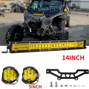 Fit Can-Am X3 Light Bar Shock Mount & 14" AMBER LED Light Bar+5" LED WORK LIGHT - Picture 1 of 9