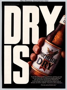 Michelob Dry Beer Bold Clean Refreshing Brew Bottle Vintage 1989 Advertisement - Picture 1 of 5