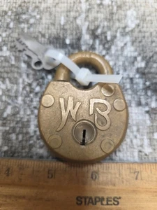 Wilson Bohannan 523 Antik Vintage Schloss Vorhängeschloss Brooklyn NY 2 FLACH FUNKTIONIERENDE SCHLÜSSEL - Bild 1 von 10