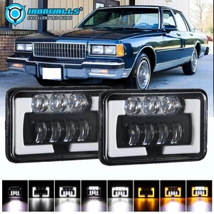 Pair 4x6" LED Headlight DRL Turn Signal Hi-Lo For Chevrolet S10 1995-1997 Blazer - Picture 1 of 12