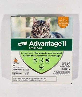 Tratamiento antipulgas Bayer Advantage II para gatos pequeños (5-9 libras) - 2 dosis mensuales Foto 1 de 2
