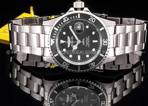 Invicta PRO DIVER Black Dial Silver SS Bracelet Fashion Mens Watch 40mm - Picture 1 of 10
