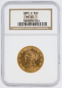 1885-S Liberty Gold Eagle NGC M62 $10 San Francisco Minted Old NGC Holder - Picture 1 of 4