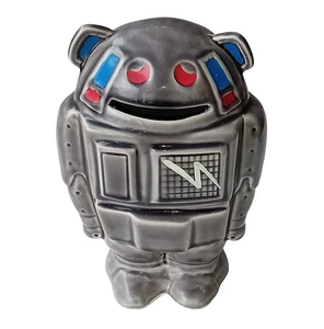 Vintage Metal Mickey Robot Ceramic Money Box with Stopper Rare Retro 1980's - Picture 1 of 6