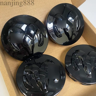 4PCS Set 63mm Gloss Black Wheel Hub Center Caps Covers For Ram 1500 2013-2019 - Image 1 of 4