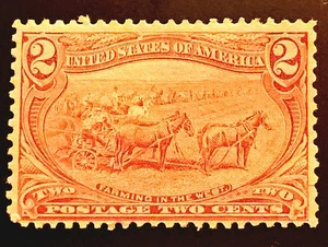 US STAMP TRANS-MISSISSIPPI 2c 1898, SC#286 DBL LINE WMK MLHOG - Picture 1 of 2
