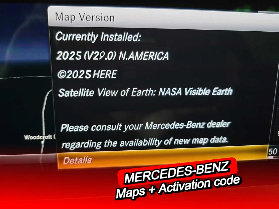 Mercedes Benz North America Comand NTG 5.5 map update activation code V29 2025 - Image 1 of 4