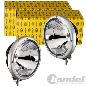 2x HELLA HALOGEN FERNSCHEINWERFER SATZ RUND SCHWARZ 12V 24V | 1F8 009 797-121 - Bild 1 von 4