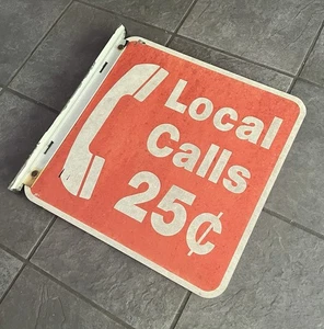 Seltenes schweres großes Vintage Original Metall 25 Cent Münztelefon Telefonschild Flansch - Bild 1 von 6