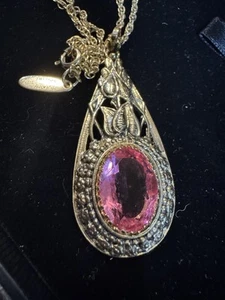 Collana con gocce tono oro rosa Whiting And Davis vintage - Foto 1 di 6