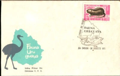 Nutria Coypu Fur Rodent Uruguay First Day Cover Ersttagbrief  FDC 1970  - Image 1 of 3