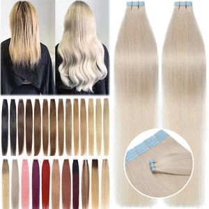THICK 100G 40PCS Tape In Stick 100% Remy Human Hair Extensions FULL HEAD #Blonde - Picture 1 of 61