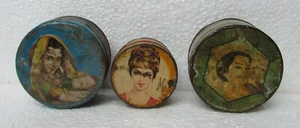 3 Pc, Old Collectible Tin Box Different Brand Talcum Powder Ad. Litho  Tin Box - Picture 1 of 12