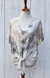 $128 Karen Kane Countryside Women Tie Dye Short Sleeve V Neck Tied T-Shirt Sz M - Picture 1 of 10
