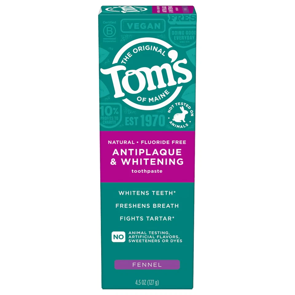 Tom's of Maine Fennel Toothpaste | Whitening, Natural Fluoride-Free 4.5 oz - Image 1 of 4