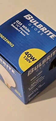 Bulbrite 40G25WH3 40W G25 Globe 130V Medium Base Light Bulb, White - Image 1 of 4