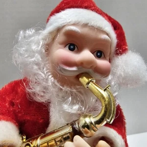 Jazz Playing Christmas Santa Rooftop Saxophone Animated Vintage SEE VIDEO - Picture 1 of 14