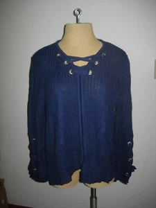 Lane Bryant dunkelblau Schnürpullover V-Ausschnitt 18/20 passt 18W 20W 2X  - Bild 1 von 5