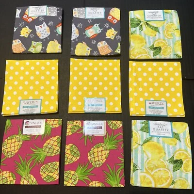 Lote de 9 cuartos de grasa de tela Waverly Single Creat It. Patrones de verano piña Foto 1 de 4