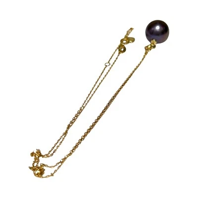 Stunning 925 Sterling Silver Chain Edison Black Blue Pearl 15 - 20 in Adjustable - Image 1 of 4