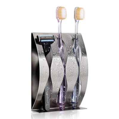 Toothbrush Wall Mount Holder Stainless Steel Suction Cups Bathroom Organizer - image 1 of 4