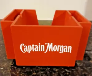 Captain Morgan Spiced Rum Straw and Napkin Caddy Wood Red NEW - Picture 1 of 3